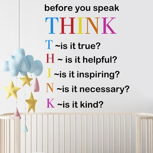 Vinilo decorativo de pared THINK con frase motivadora para oficina o dormitorio