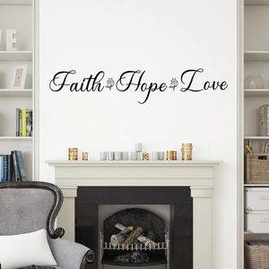 Stickers muraux inspirants Faith Hope Love avec fleurs pour la décoration du salon