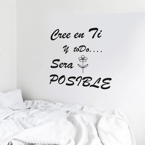 Spanish quote wall sticker with floral motif for minimalist bedroom wall decoration
