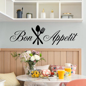 French Bon Appétit wall sticker with cutlery icons for kitchen and dining room decor
