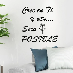 Spanish quote wall sticker with floral line art for modern home living room decor