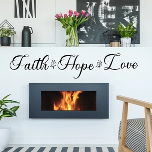 Stickers muraux Faith Hope Love avec lettrage noir et tulipes pour décoration d'intérieur
