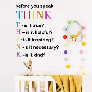 Vinilo decorativo creativo con frase THINK para pared de dormitorio y estudio