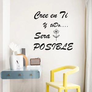 Spanish motivational quote wall sticker with minimalist floral patterns for home decor