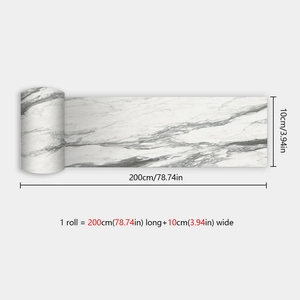 Detail showing 200x10cm marble pattern self-adhesive border sticker dimensions