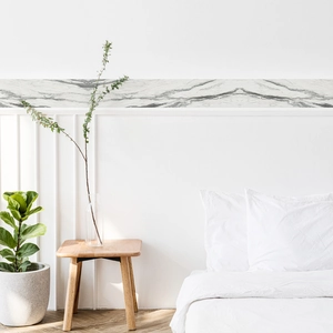 Self-adhesive white marble texture wall border sticker for modern home interior decoration