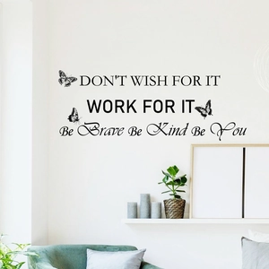 Inspirational Butterfly Wall Decal PVC Motivational Quotes Wall Sticker For Bedroom Living Room Home Office Decor Black WZ9051