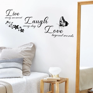 Live Laugh Love wall decal stickers with floral vine and butterfly motifs for home decor