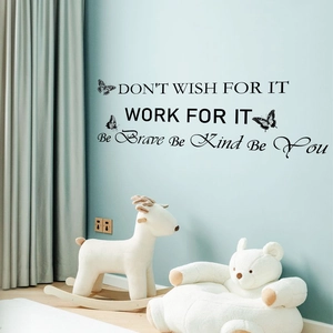Inspirational English quotes with butterflies black wall decals for bedroom decoration