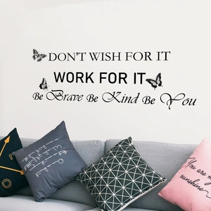 Inspirational wall sticker with butterfly motifs and motivational English slogans for decor