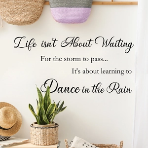 Black vinyl wall decal with inspirational life quotes for modern living room decor