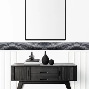 Modern marble pattern wall decal applied as a decorative waistline in a luxury interior
