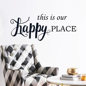 Sticker mural minimaliste 'this is our Happy PLACE' pour décorer le salon