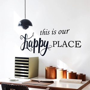 Sticker mural 'this is our happy PLACE' pour décoration de bureau et salon moderne
