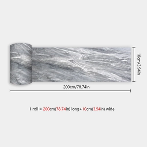 Detail of grey marble pattern wall sticker roll measuring 10cm by 200cm for home decor