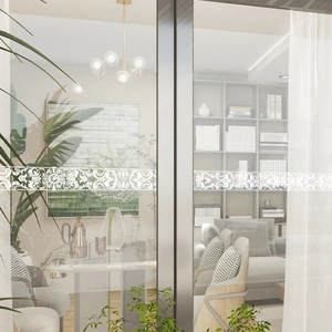 Self-adhesive frosted glass film with classic European scroll pattern for home decor
