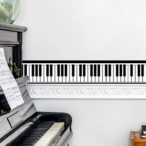 Self-adhesive piano keys wall border sticker for music room and living room decor