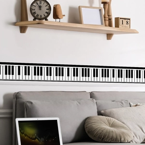 Creative piano key wall decal for living room waistline and baseboard decoration