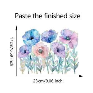 Détail du film décoratif pour vitres aux fleurs laser avec dimensions 23x17cm