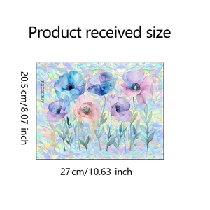 Détail du film pour vitrage BXC003UV avec motifs de fleurs de pavot aquarellées