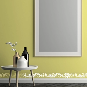 European floral embossed wall baseboard sticker in white PVC for home decoration