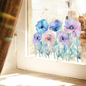 Film de fenêtre holographique floral avec effet de réfraction arc-en-ciel pour décor
