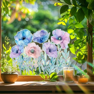Film de fenêtre décoratif à fleurs aquarelles mauves pour une maison ensoleillée