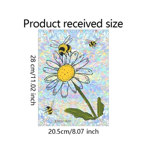 Size chart for daisy and bee static window film showing dimensions 28cm x 20.5cm