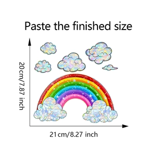 Detailed dimension guide for rainbow and holographic cloud static window decals