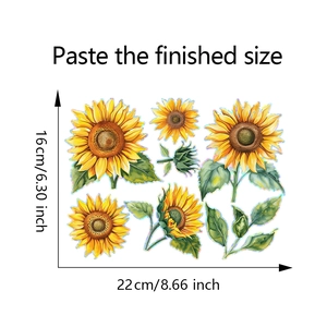 Detail showing the sunflower window sticker dimensions 22x16cm with watercolor design