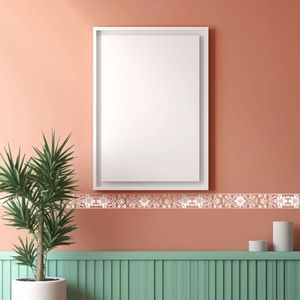White floral relief waistline wall sticker with vintage European lace patterns for home decor