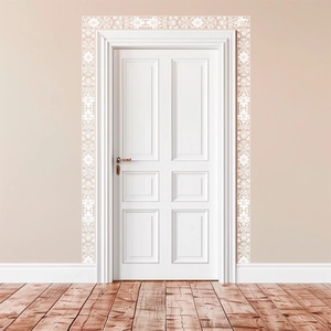 Self-adhesive white floral embossed wall stickers for door frame and home decor borders