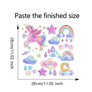Detalle de unicornio rosa y arcoíris pegatinas de ventana de 28cm para decoración de cristal
