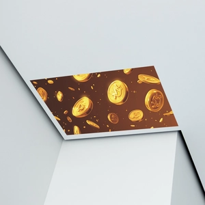 Detailed view of creative game coin wall decals with floating golden coin patterns