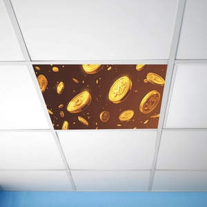 Creative gold coin wall stickers for ceiling decoration in living room and bedroom