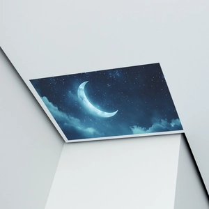 Self-adhesive star and moon wall stickers for living room ceiling decor in deep blue