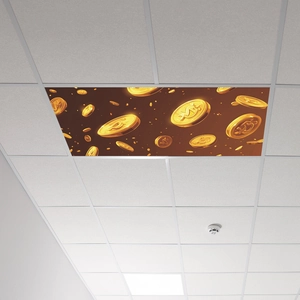 Fluorescent light cover with 3D gold coin design for ceiling office decoration