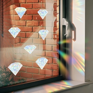 Diamond prism window decals set of 7 pieces for rainbow light effects on glass