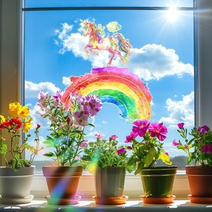Adesivo per finestre con unicorno arcobaleno acquerello per porte in vetro di casa tua
