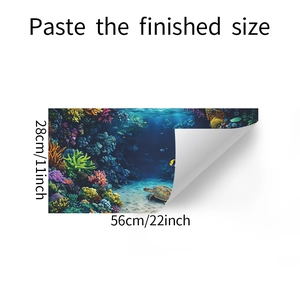 Detail of coral sea turtle wall sticker showing 56x28cm finished size dimensions