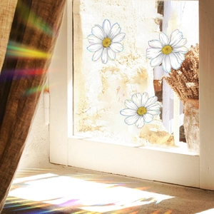 Stickers de fenêtre marguerite avec effet prisme arc-en-ciel pour décoration maison