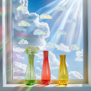 Rainbow cloud prism window stickers 11-piece set for sun catching and home decor
