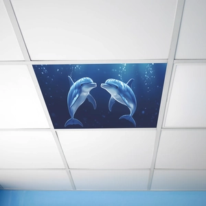 Autocollant Mural Dauphin Monde Sous-Marin PVC Auto-Adhésif Décoration de Plafond pour Salon Chambre Décoration Intérieure