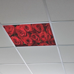 Red rose ceiling light cover tile with water droplets for living room home decoration