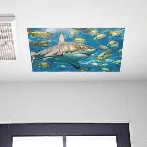 Sticker mural 3D requin monde sous-marin pour plafond décoration salon maison