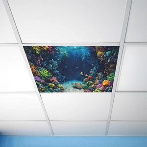 3D ocean ceiling wall sticker featuring sea turtles and coral reef for home decoration