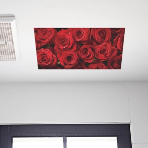Vibrant red rose floral ceiling wall sticker for bedroom and living room decor