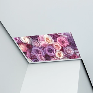 Romantic pink and purple rose flower wall stickers for bedroom ceiling decoration