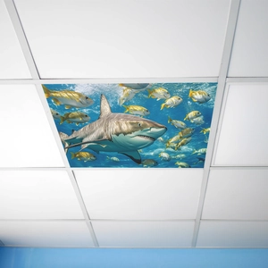 Sticker Mural 3D Monde Océanique Requin PVC Vie Marine Sous-marine Décalcomanie Plafond pour Chambre Salon Décoration Maison