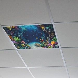 Standard ceiling light panel cover featuring sea turtle and coral reef ocean scene